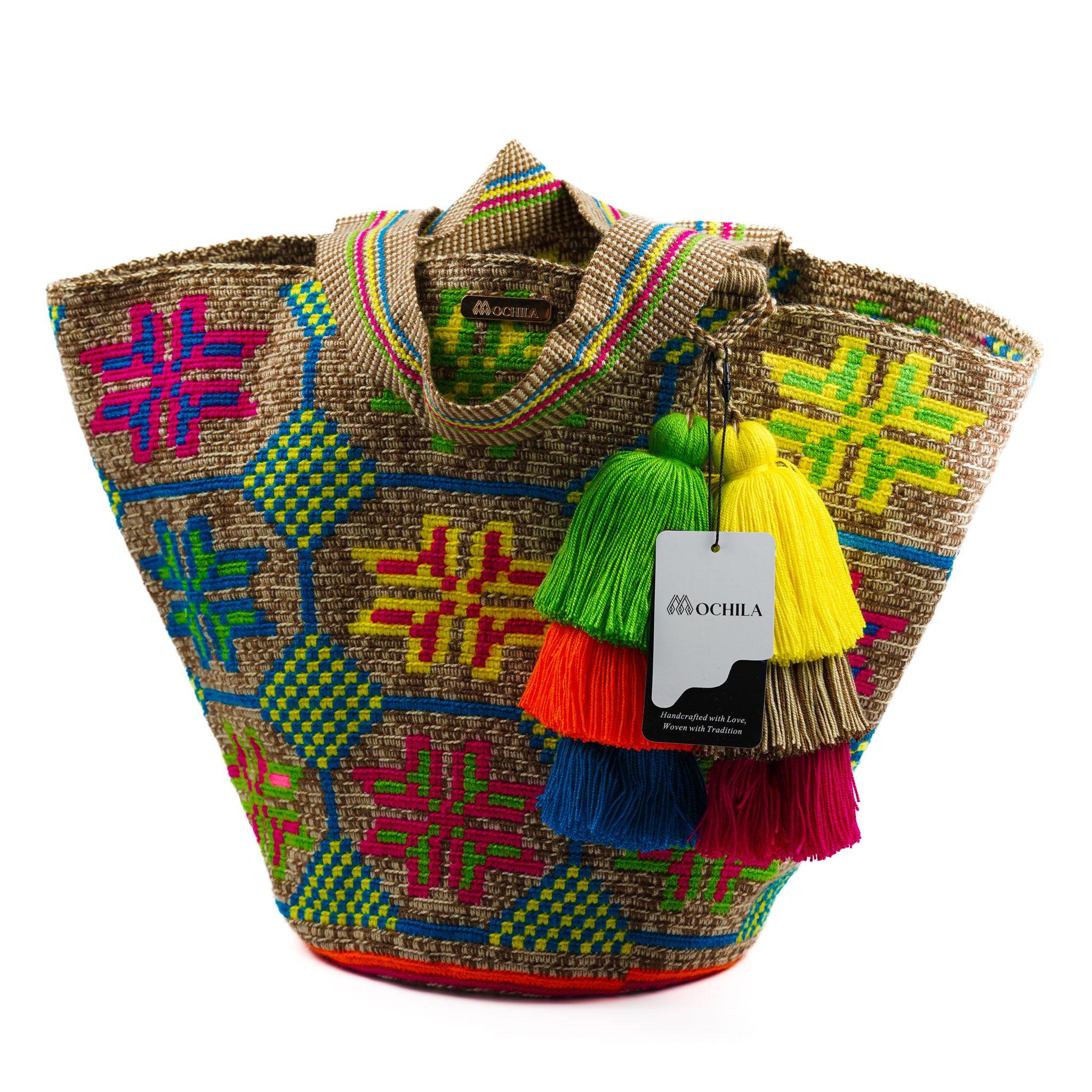 Shoulder Beach Bag Multicolor flowers - Mochila
