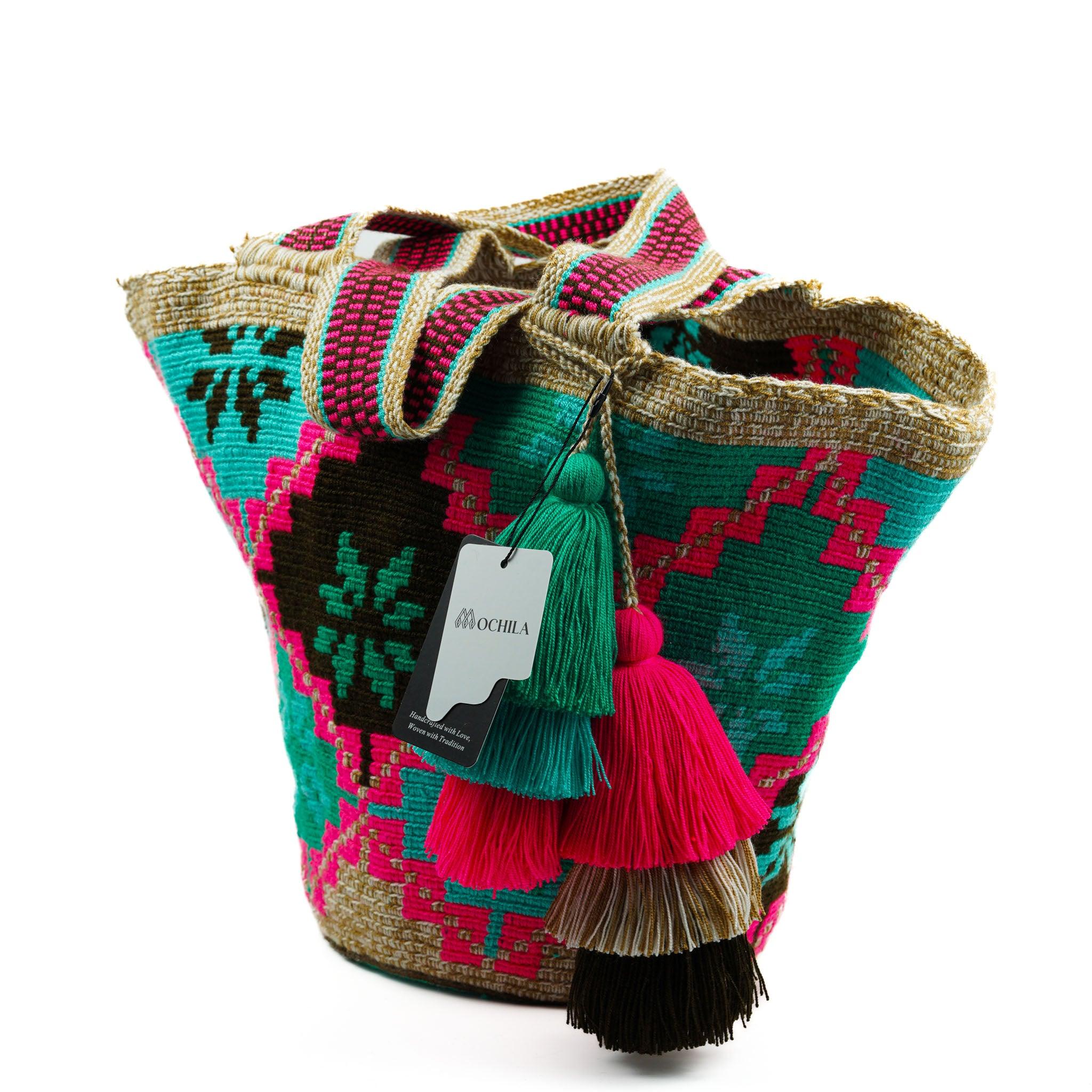 Shoulder Beach Bag Pink & Blue - Mochila