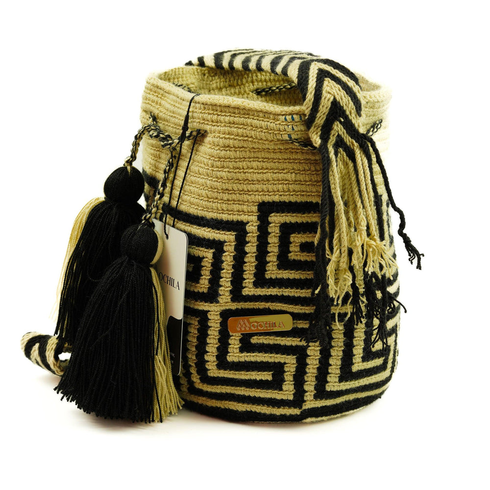 Medium Crossbody Bag Black & Beige - Mochila