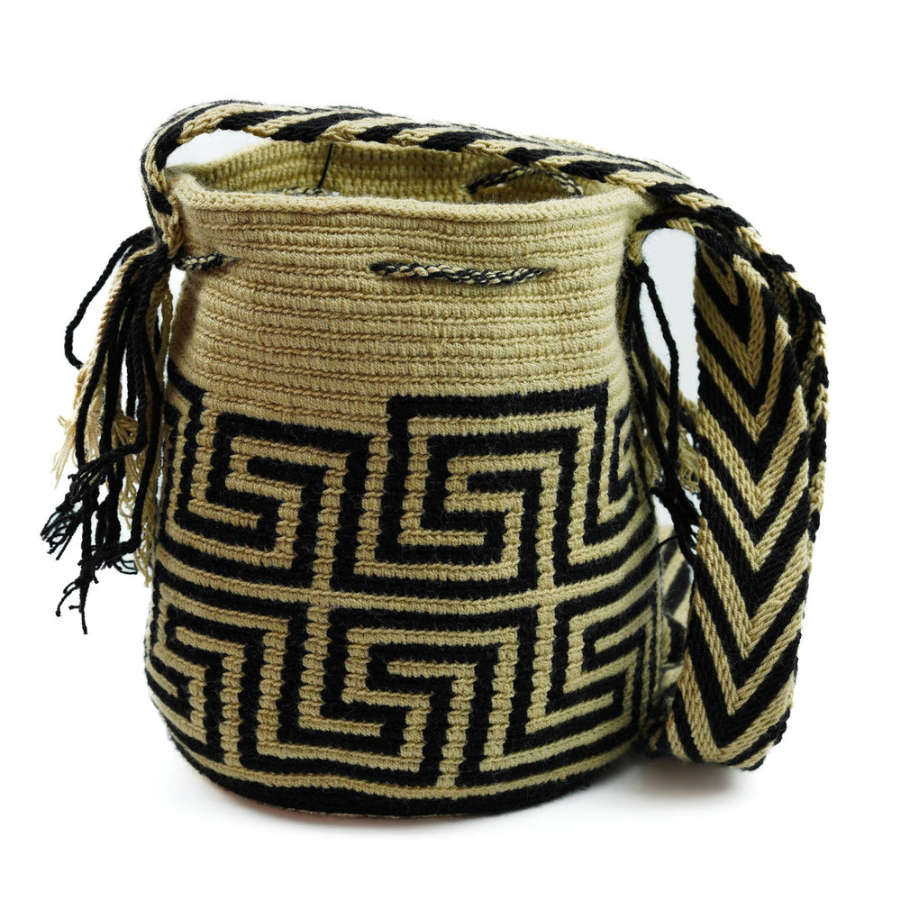 Medium Crossbody Bag Black & Beige - Mochila