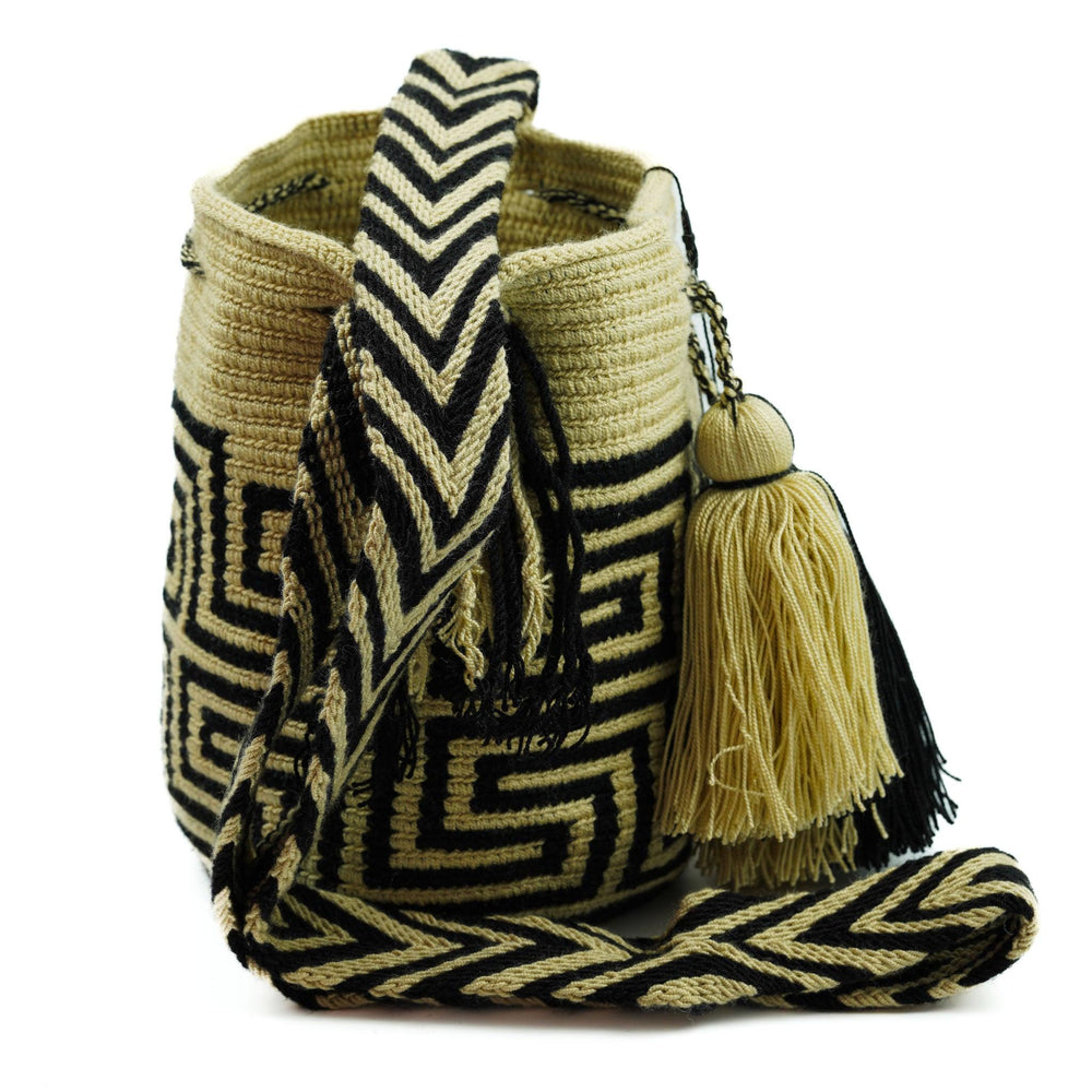 Medium Crossbody Bag Black & Beige - Mochila