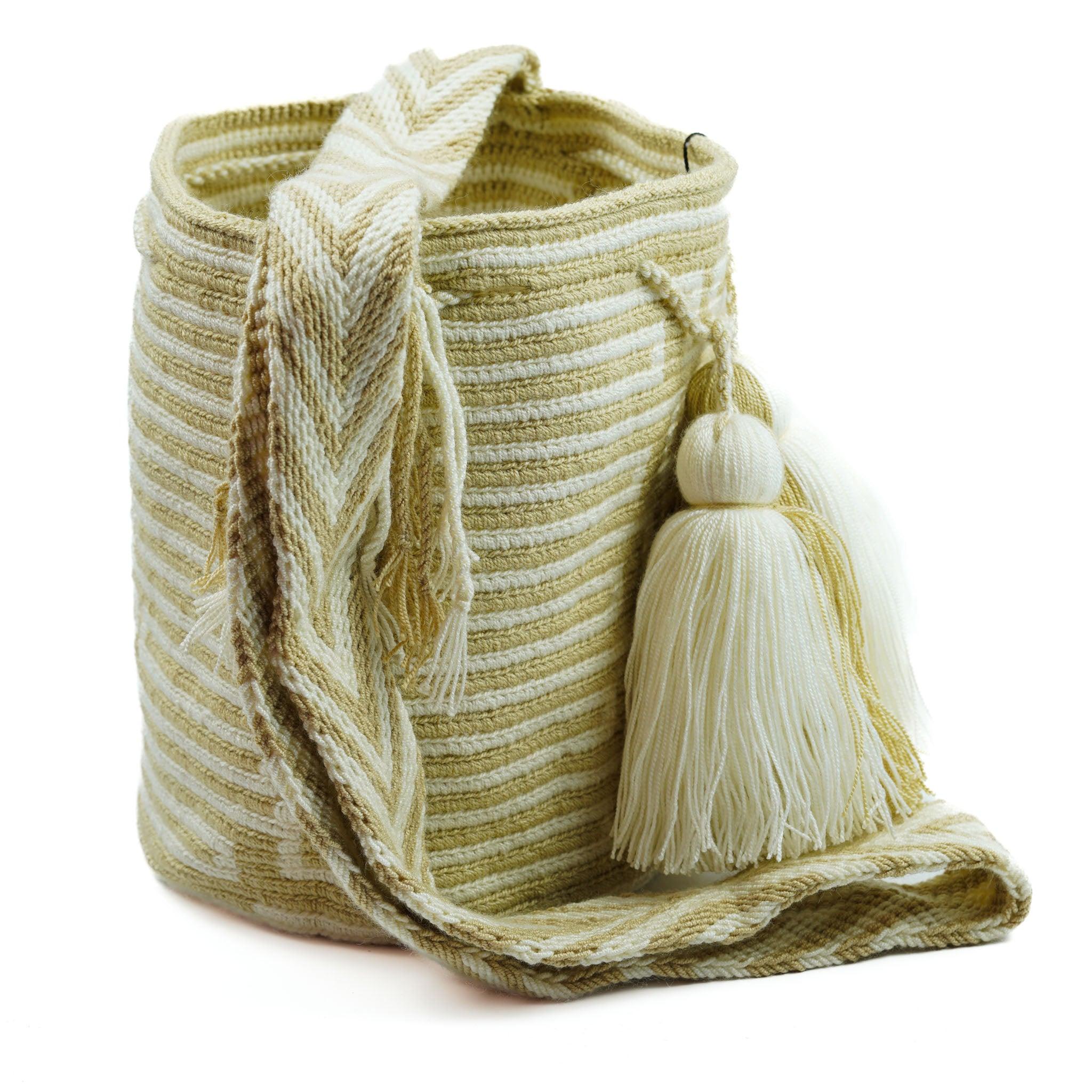 Medium Crossbody Bag Beige & White - Mochila
