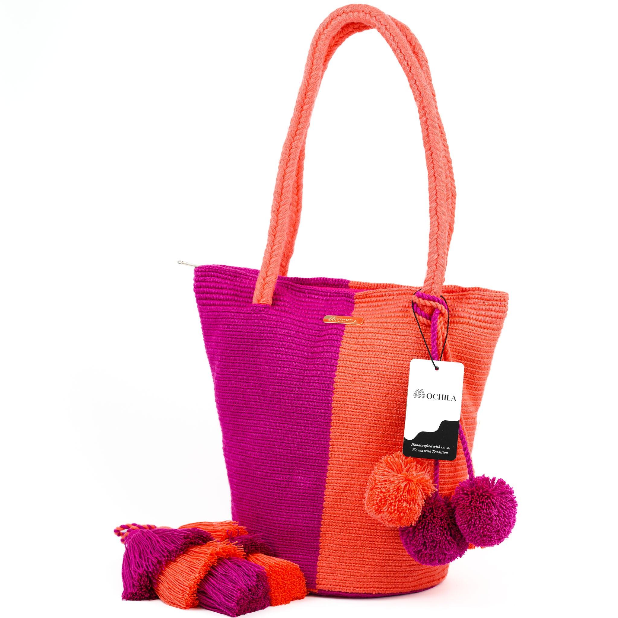 Large Tote Bag Orange and Fucsia - Mochila