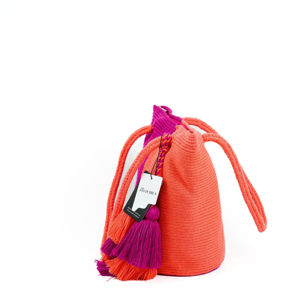 Large Tote Bag Orange and Fucsia - Mochila