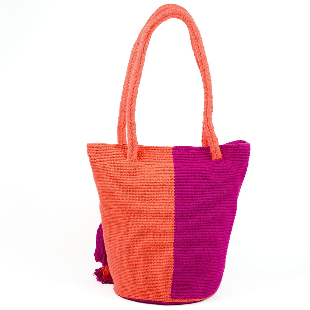 Large Tote Bag Orange and Fucsia - Mochila