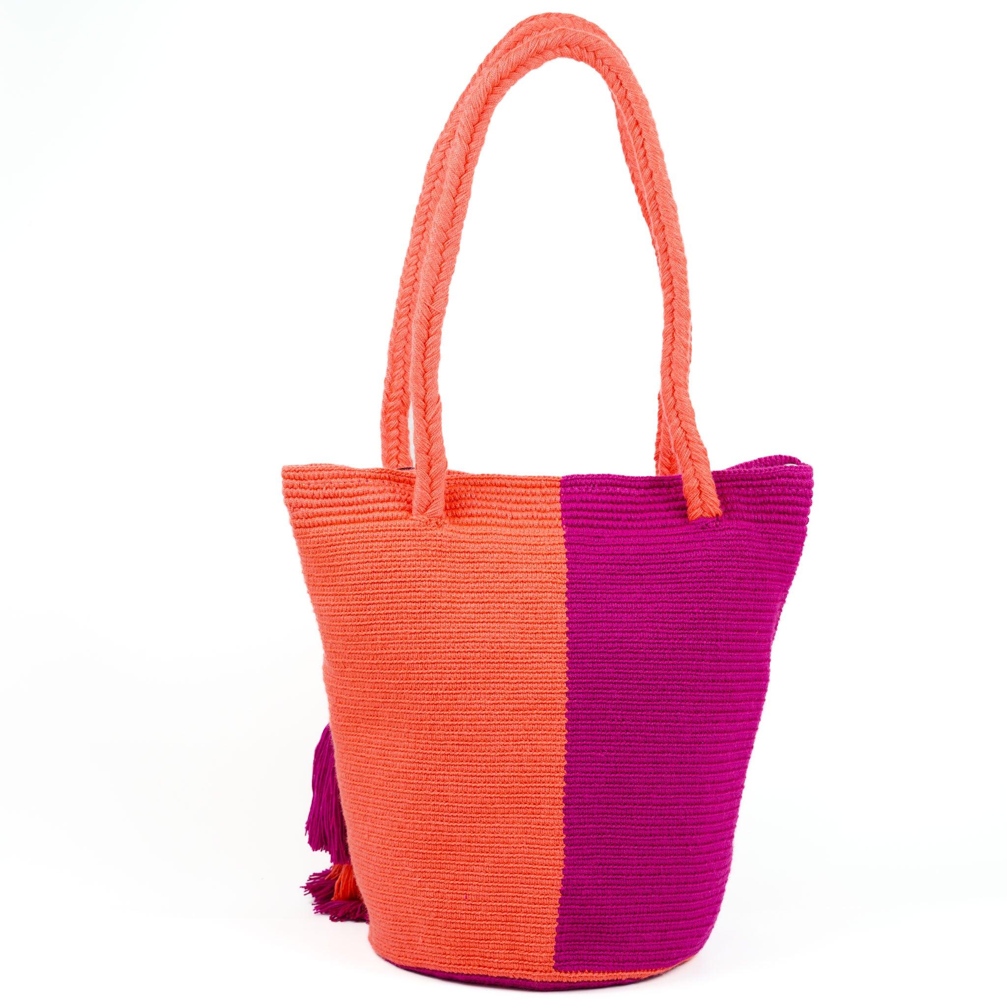 Large Tote Bag Orange and Fucsia - Mochila