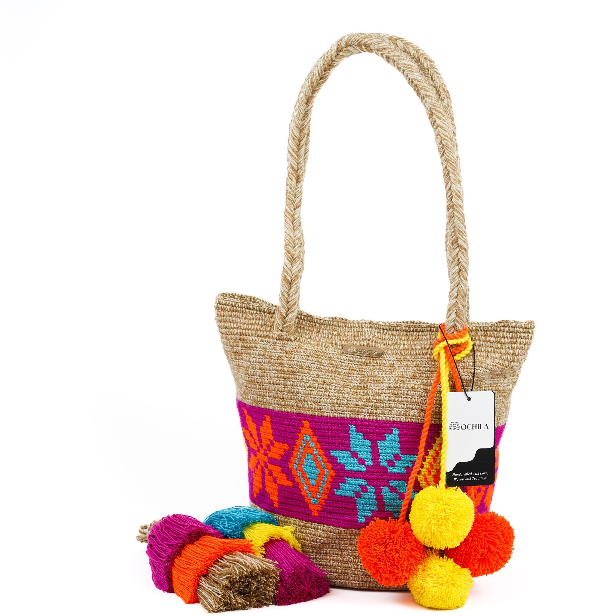 Large Tote Bag Colorful Flowers - Mochila