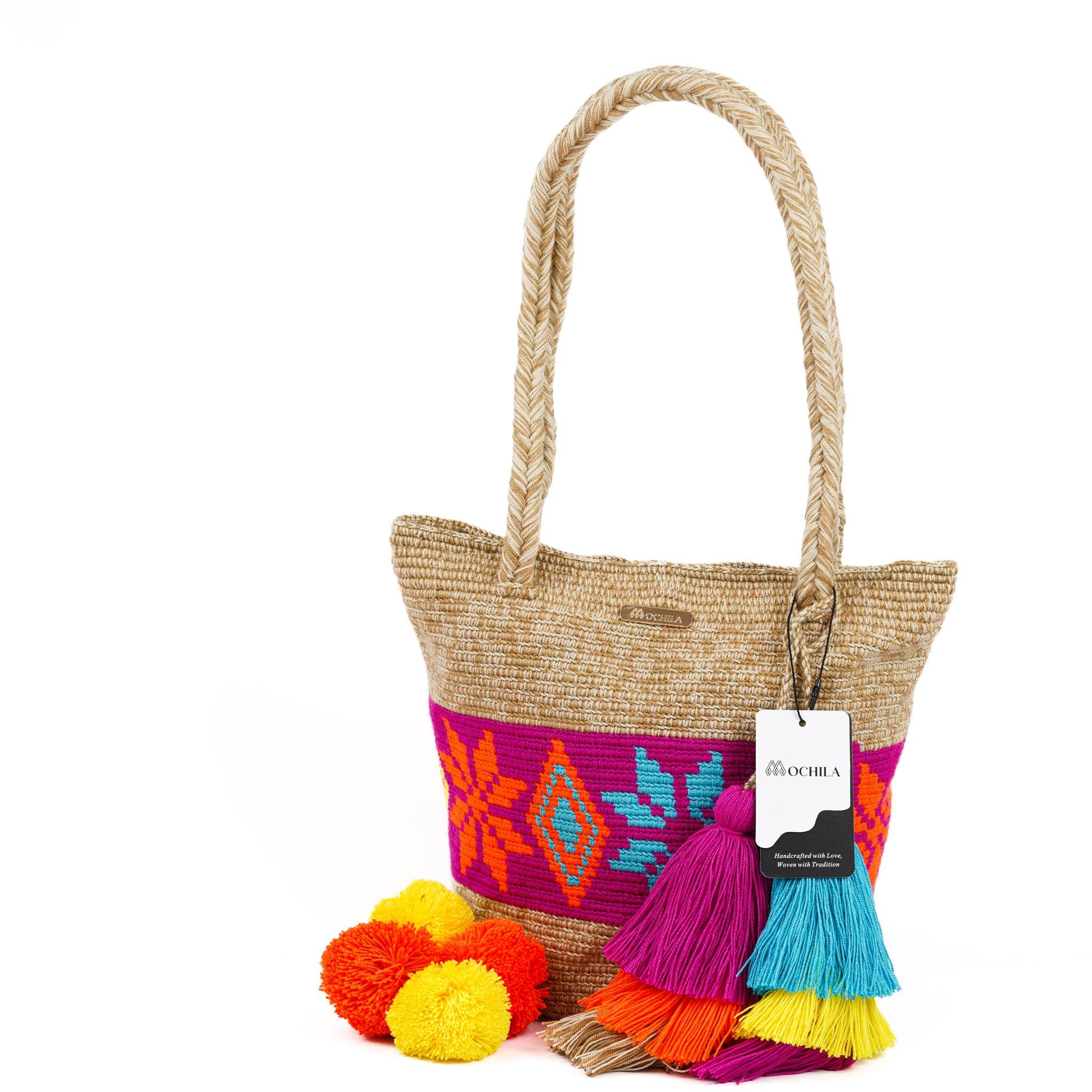 Large Tote Bag Colorful Flowers - Mochila