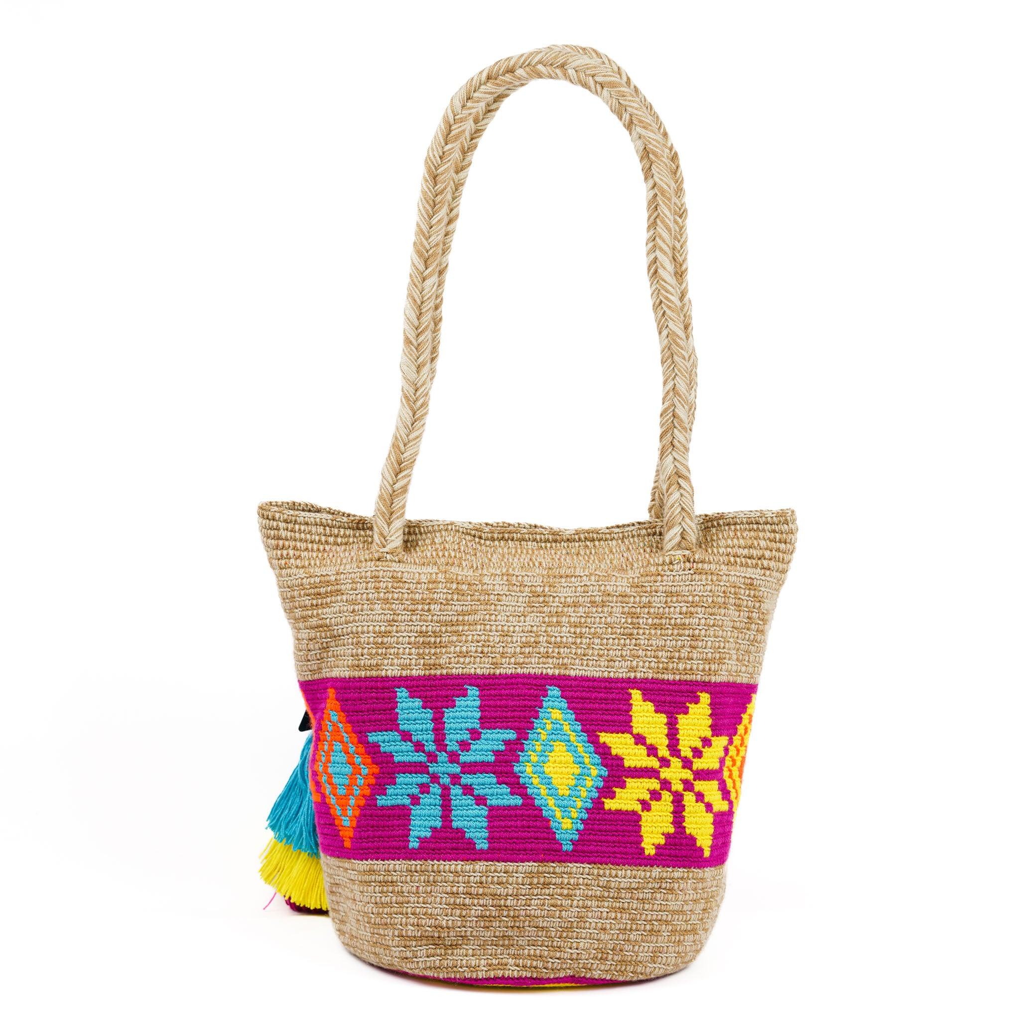 Large Tote Bag Colorful Flowers - Mochila