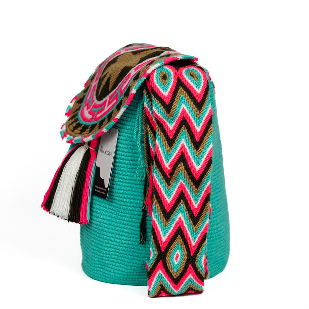 Actual side product photograph showing the single wide strap of Large Crossbody Bag Aru